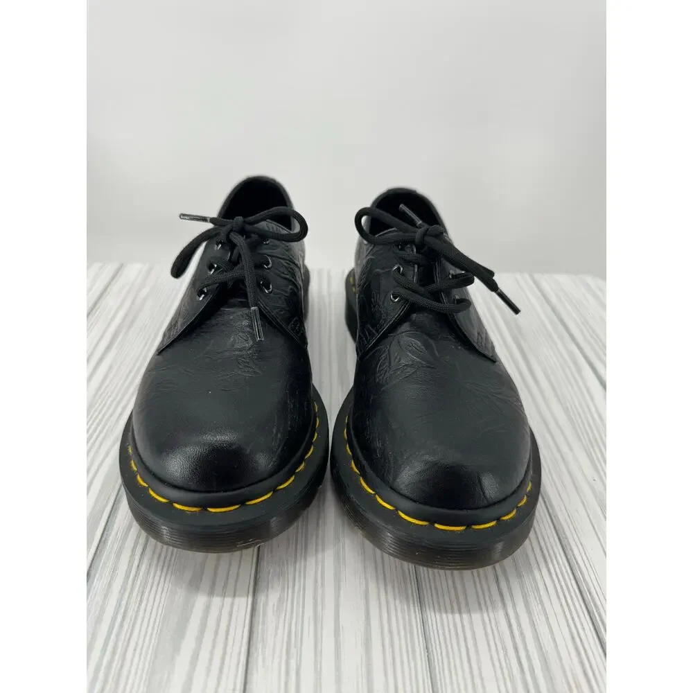 Dr. Martens 1461 Women's Sz 5 Black Floral Embossed Leather Oxford Shoes AirWair